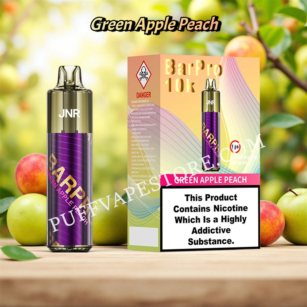 Green Apple Peach JNR Bar Pro 10000 Puff pvafrjbp10000